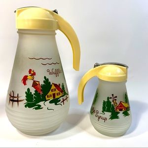 Vintage Hazel Atlas Waffle & Syrup Dispenser Set